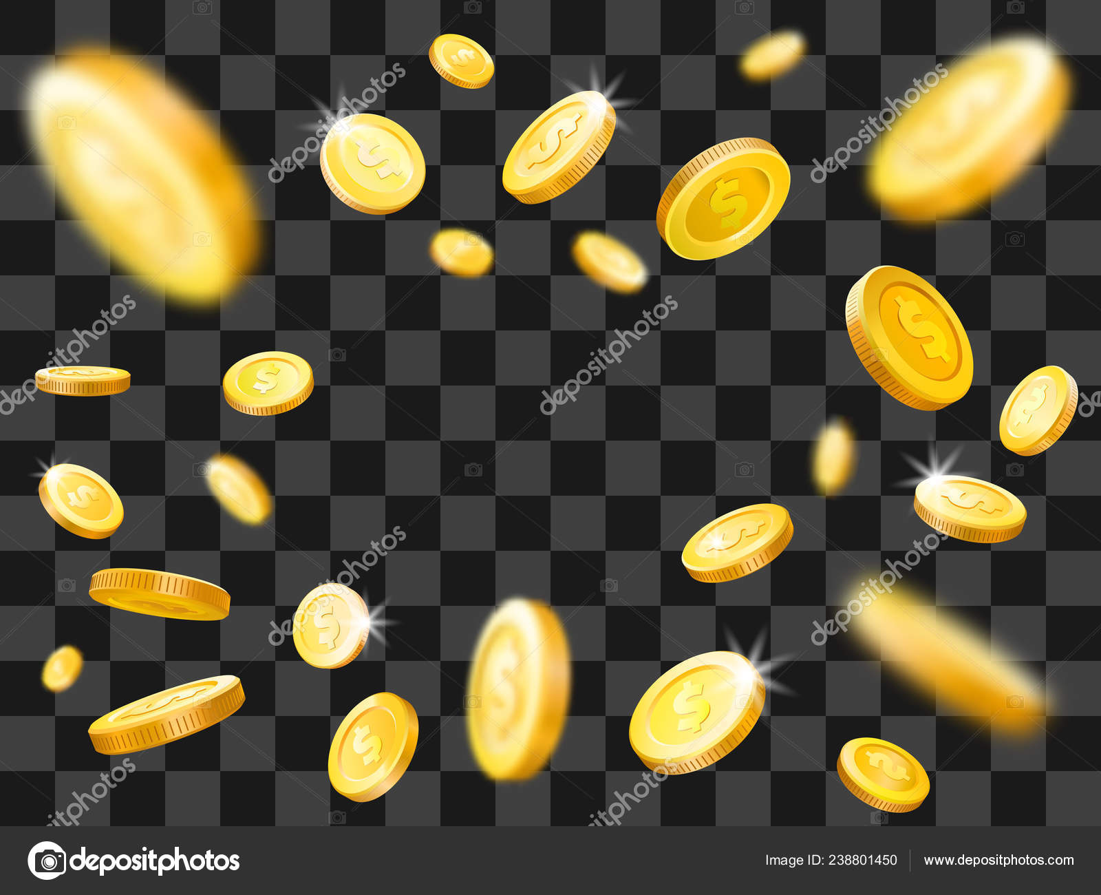 빛나는 금화 폭발입니다. 떨어지는 돈을. 벡터 일러스트 레이 션 개념 스톡 벡터 - ©tartila.stock.gmail.com  238801450, image size:1600x1300