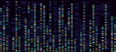 Genomik analiz görselleştirme. Dna genleri, sıralama Deoksiribonükleik asit genetik haritasını ve genom dizisini analiz etmek vektör kavramı