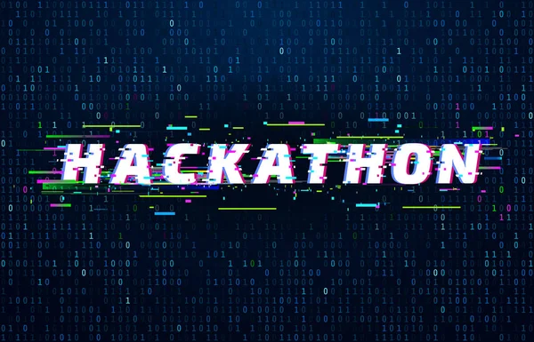 Hackathon arka plan. Olay, aksaklık poster ve doymuş ikili veri kod flux vektör arka plan illüstrasyon kodlama maraton kesmek — Stok Vektör