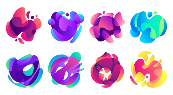 Formes fluides organiques. Gradients colorés forme, flou liquide et flou forme de couleur isolée vectorielle abstraite illustration ensemble — Image vectorielle