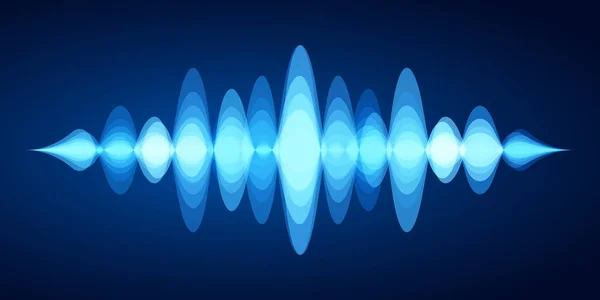 Onda de sonido abstracta. Sonidos de voz azul espectro de forma de onda, ecualizador de vibraciones de energía musical e ilustración vectorial del analizador estéreo — Vector de stock