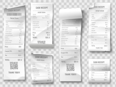 Alış irsaliyesi alışveriş. Perakende mağaza satınalma alış irsaliyeleri, yazdırma ve bill satın alma süpermarket fatura vektör toplama izole.