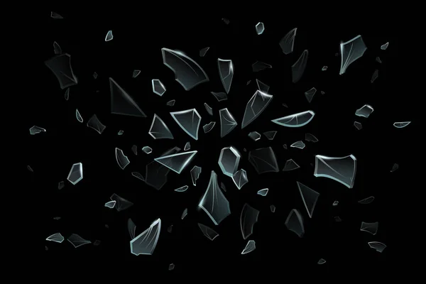 Pecahan kaca pecah. Potongan pecahan kaca, pecahan jendela yang pecah dan ilustrasi vektor realistik kaca yang retak - Stok Vektor