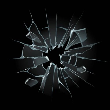 Broken window glass. Broken windshield, shattered glass or crack windows. Shards of computer screen isolated vector illustration set clipart