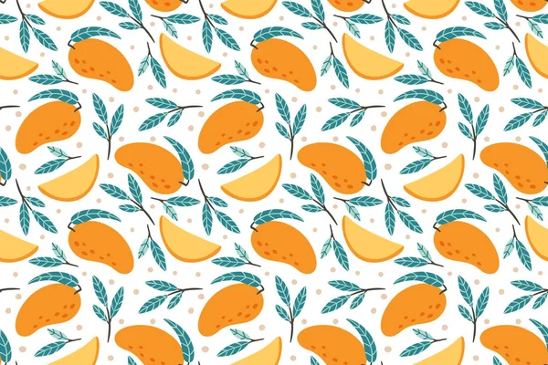 Nahtlose Mango-Muster. Hand gezeichnet Doodle Gourmet süße Mangos Vektor Hintergrund Illustration — Stockvektor