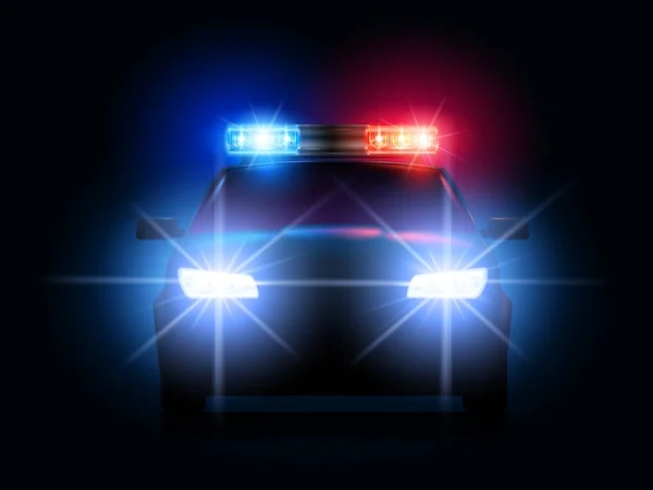 Luces de coche de policía. Alguacil de seguridad coches faros y linternas, luz de sirena de emergencia y seguro vector de transporte ilustración — Vector de stock