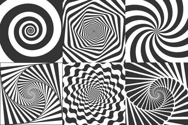 Hypnotic spiral. Swirl menghipnotis spiral, ilusi geometris vertigo dan garis berputar gambar vektor pola bulat - Stok Vektor