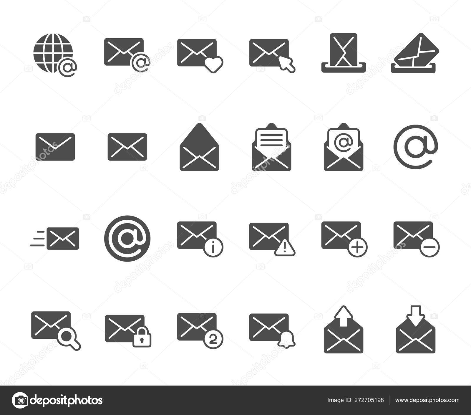 Briefumschlag Silhouette Symbol. E-Mail-Posteingang Nachrichten,  Büro-Postfach und das Senden von E-Mails Silhouetten Vektorsymbole gesetzt  Stock-Vektorbild von ©tartila.stock.gmail.com 272705198, image size:1600x1409