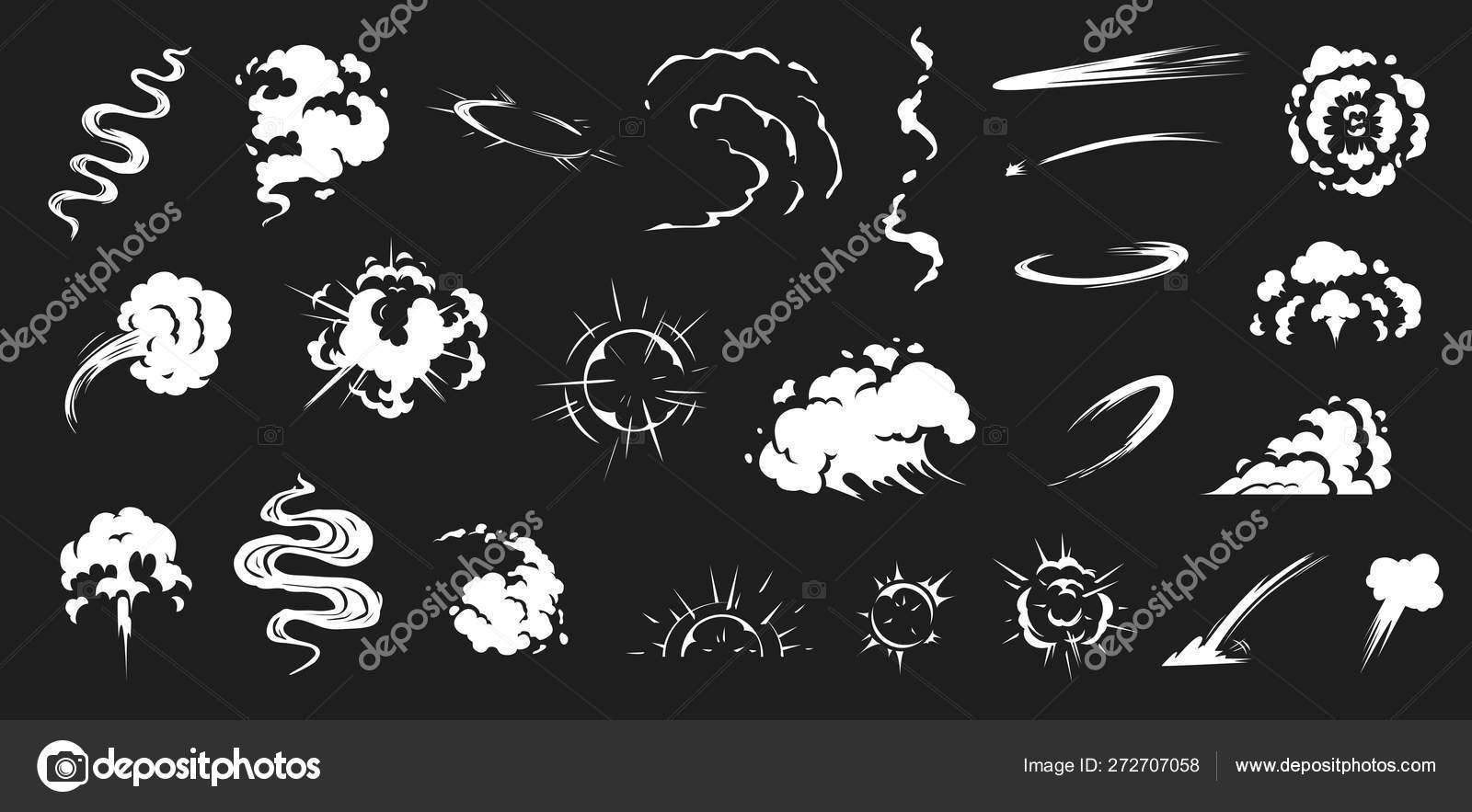 Speed hand drawn fast motion clouds, smoke blast or puff cloud