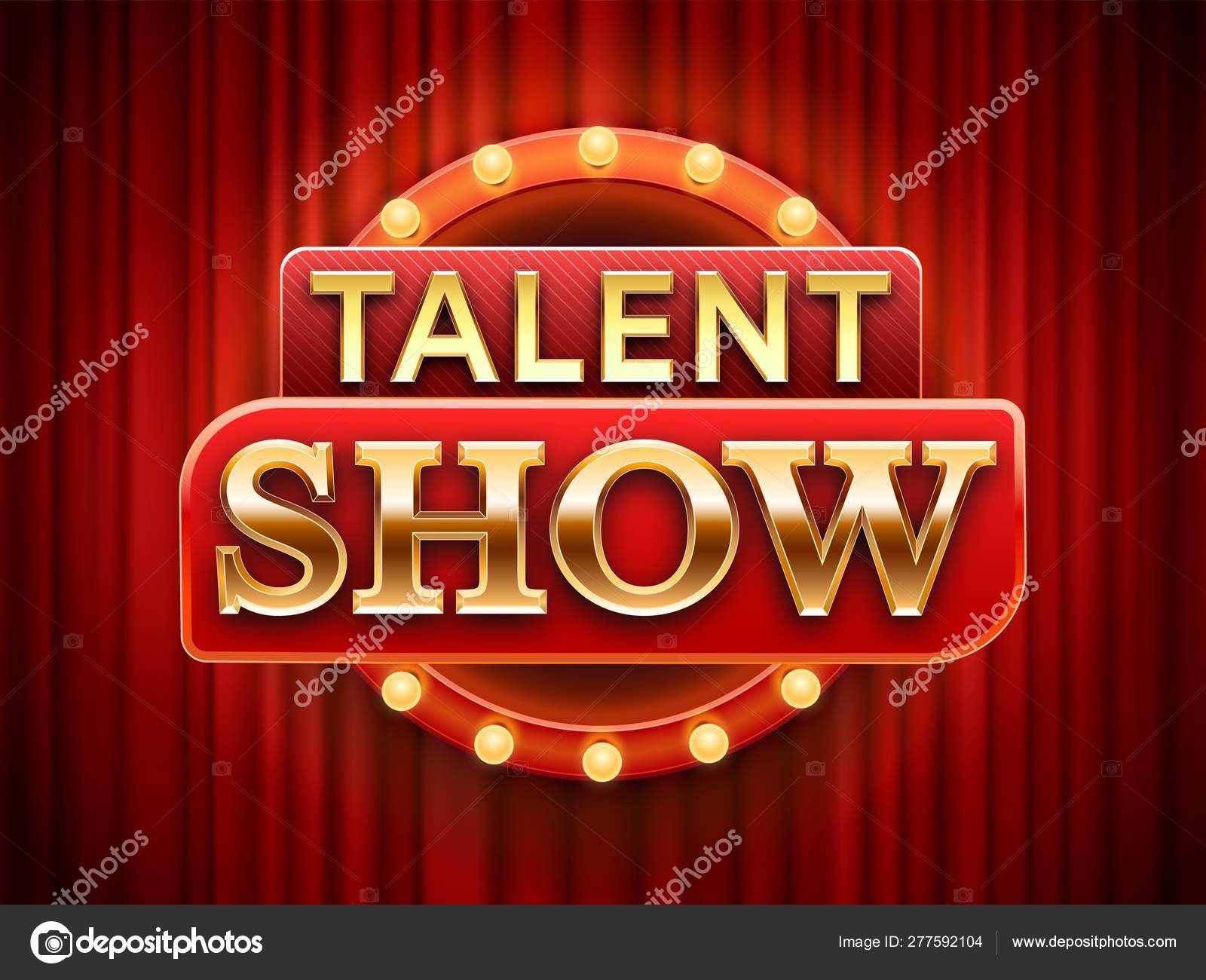Talent show sign. Talented stage banner, snows scene red curtains With Regard To Talent Show Flyer Template