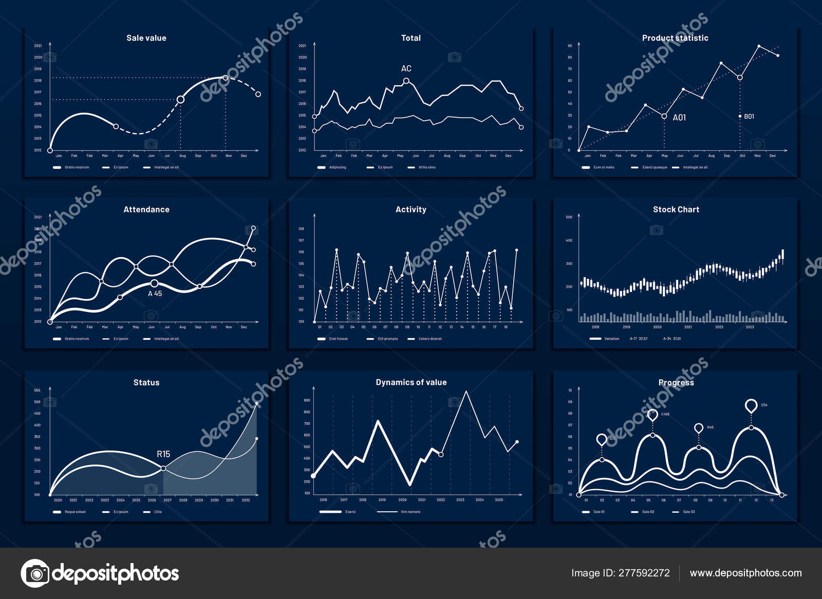 데이터 그래픽 차트. 수학 좌표 그래프, 성장 차트 그래픽 및 비즈니스 인포 그래픽 그래프 벡터 일러스트 세트 스톡 벡터 -  ©tartila.stock.gmail.com 277592272