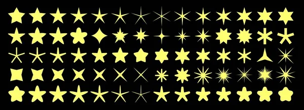 Ikony sylwetki gwiazd. Żółty ranking gwiazd i ulubiona ikona sylwetki wektor zestaw — Wektor stockowy