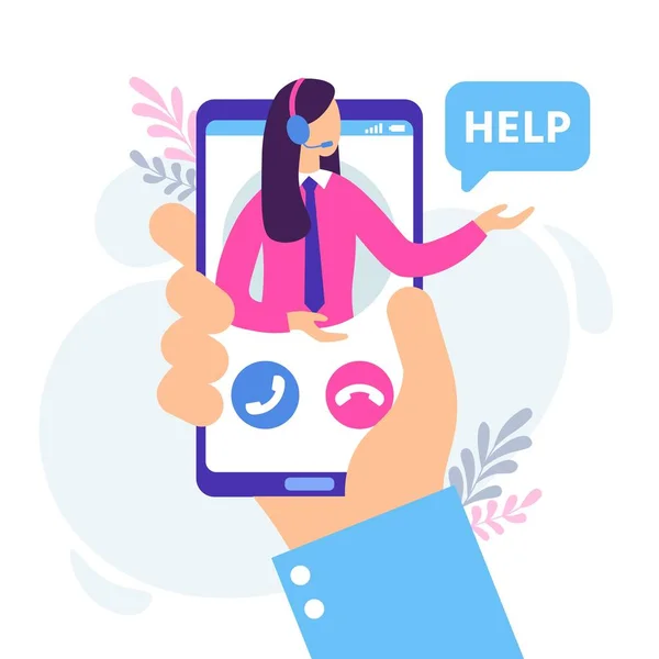 Virtuele vrouwelijke assistent. Persoonlijke assistenten service, technische ondersteuning chat en persoonlijke online Hotline Consult vector illustratie — Stockvector