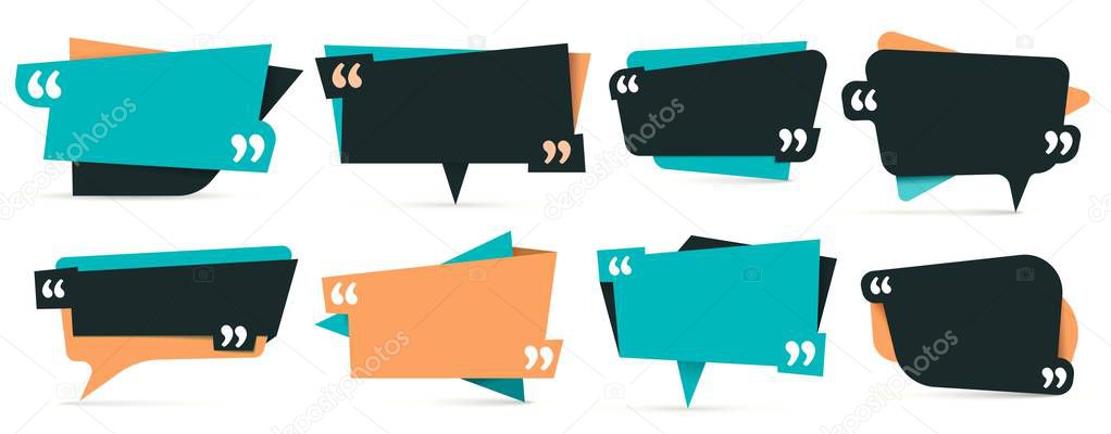 Quote in quotes. Remark frames, frame for idea and quotation template vector set