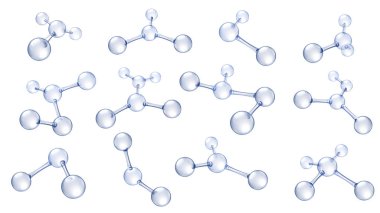 Molekül modeli. Hyaluronik asit molekülleri, kimya bilimi organik moleküler yapı ve yansıtan moleküller modelleri 3d vektör seti