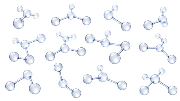 分子模型。透明质酸分子，化学科学有机分子结构和反射分子模型3d矢量集 — 图库矢量图片