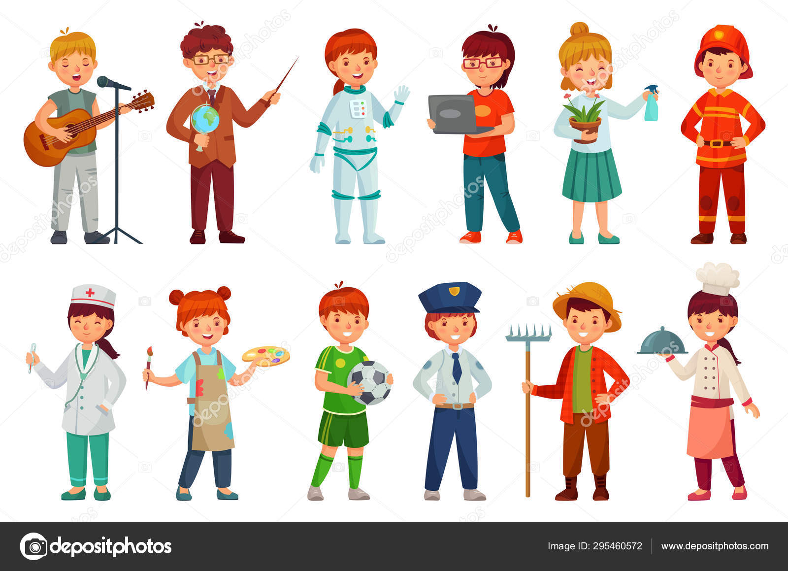 Médico de profissão infantil jovem de desenho animado em uniforme  profissional ilustração vetorial de ocupação de crianças fofas personagem  de menina em terno de profissões