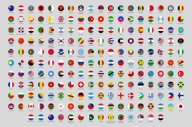 Yuvarlak ulusal bayraklar. Dünya ülkeleri bayrak daireleri, resmi ülke yuvarlak semboller vektör seti