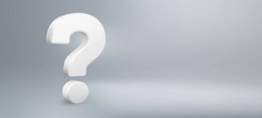 Gerçekçi 3 boyutlu soru işareti. Bir sorum var, Faq ve Qa. Soru işaretleri vektör arkaplan illüstrasyonu