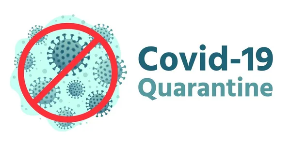 Cuarentena Covid-19. Protección de la salud mundial, alerta de Coronavirus permanecer en casa en la seguridad y 2019-nCov virus precaución banner ilustración — Archivo Imágenes Vectoriales