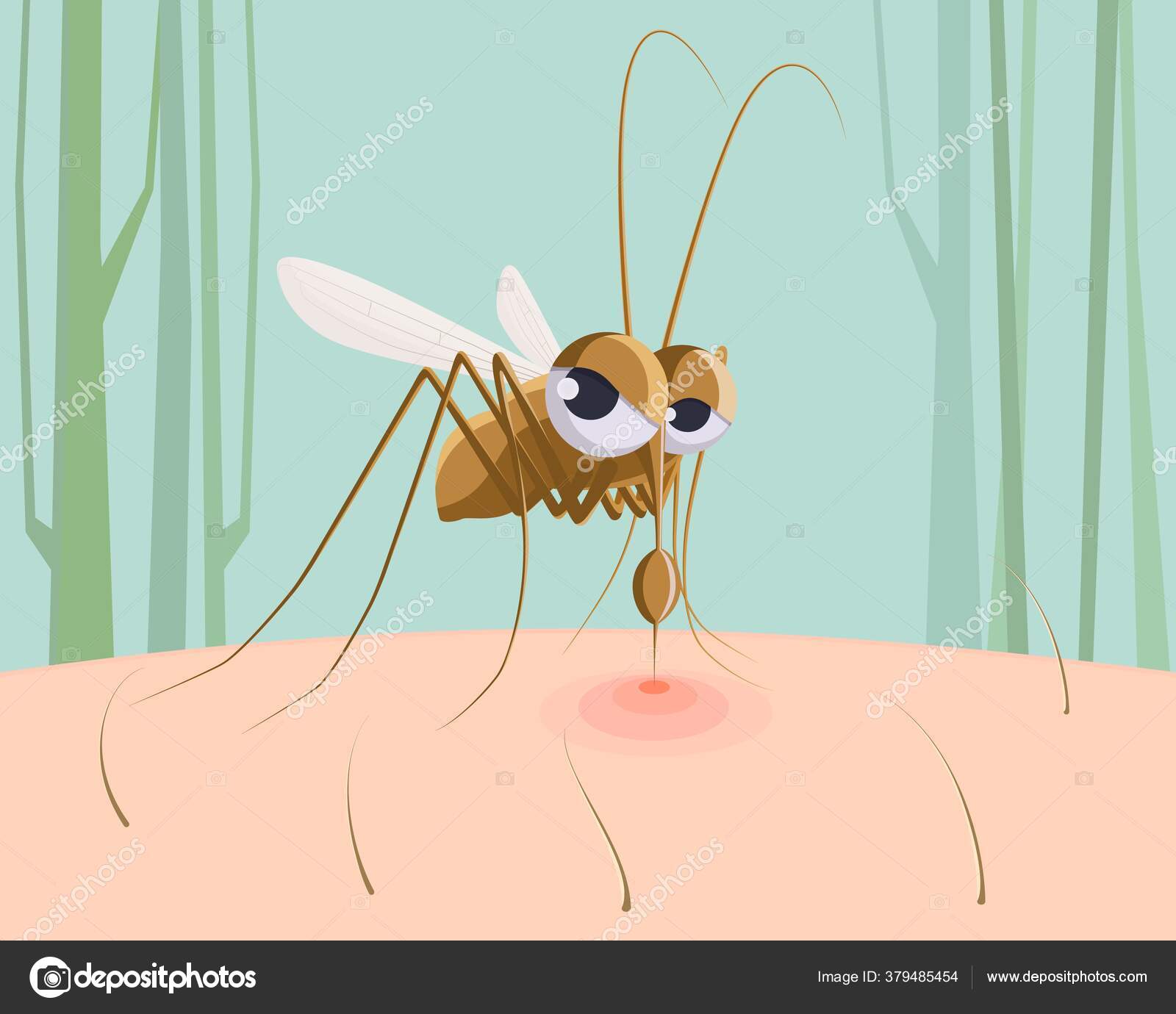Mosquito sucking blood. Funny pest insect, mosquito bite red mark on skin  cartoon vector illustration Stock Vector Image by ©.com  #379485454