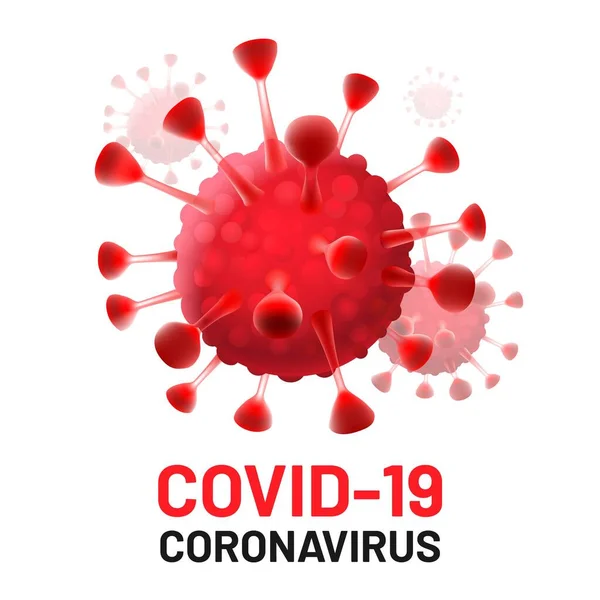 Células del virus Covid-19 aisladas. Epidemia de peligro de Coronavirus — Vector de stock