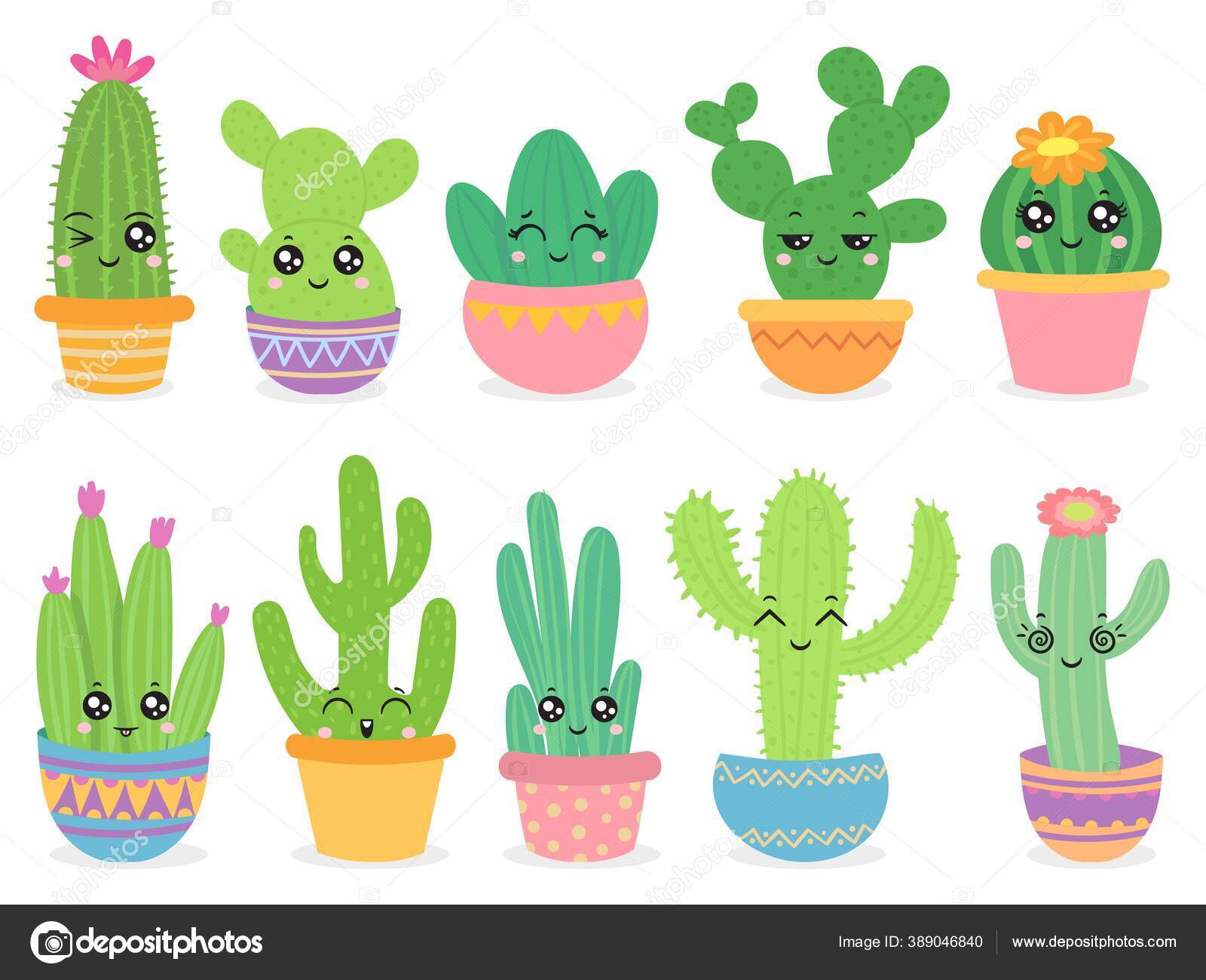 Cactus kawaii  Arte com cactos, Cactos desenho, Adesivos bonitos