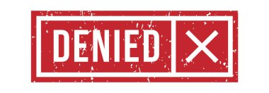 Sınırlı kırmızı kare çerçeveli haçlı kauçuk damga reddedildi. Reddetmek ve reddetmek için Grunge mührü veya işareti