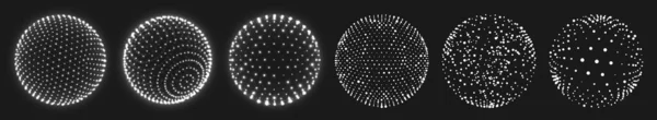抽象グリッド球。教育や科学のためのドットやネットやワイヤーフレームがセットされた現実的な3Dグローブ — ストックベクタ