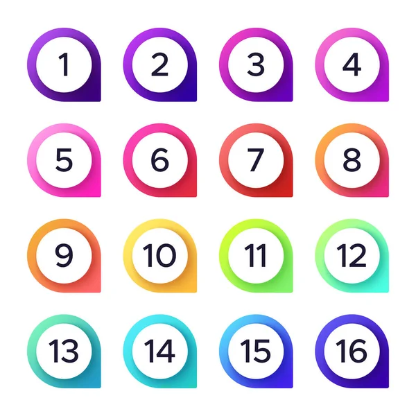 Números coloridos. Conjunto vectorial de puntero numérico — Vector de stock