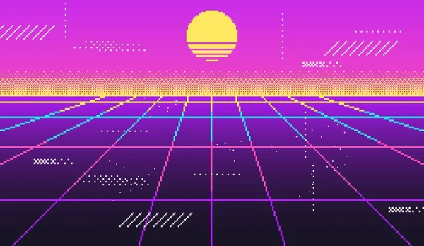 Vaporwave background for disco, virtual trendy, glow vintage — Stock Vector