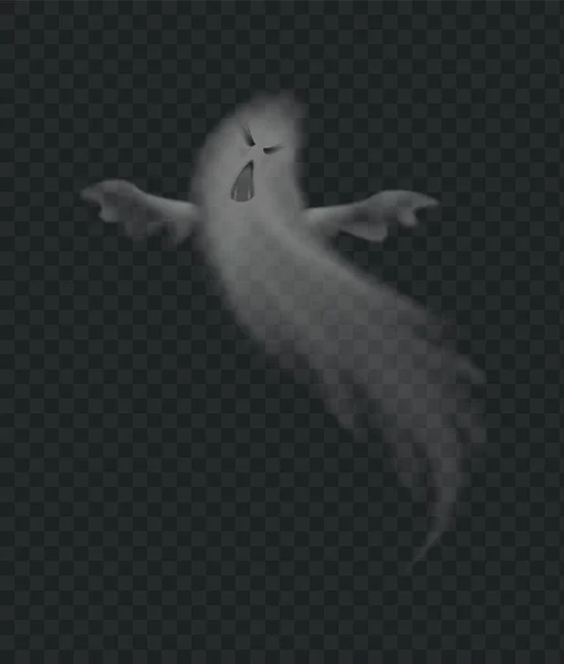 Fantôme réaliste, monstre effrayant pour Halloween. Fantôme effrayant, personnage de poltergeist volant au visage effrayant — Image vectorielle