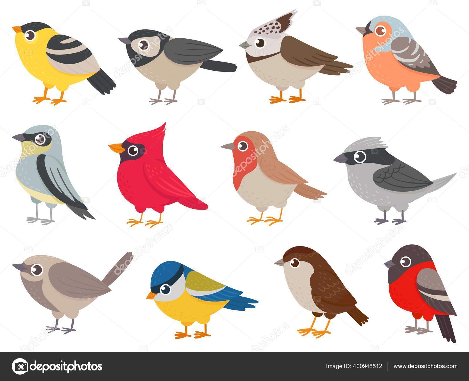 lure Ti år hjul Cute birds. Hand drawn little colorful birds, animals characters for print  card, garden decoration. Elements for childish poster vector set Stock  Vector Image by ©tartila.stock.gmail.com #400948512