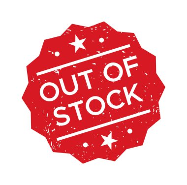 Depodaki lastik damgadan kırmızı. Mesaj veya metin içeren çokgen mühür. Dükkan için Grunge etiketi ve satış kartı