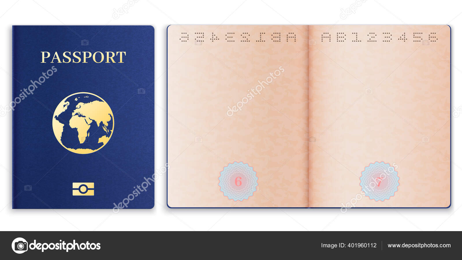 Vector international passport cover template. Stock Vector