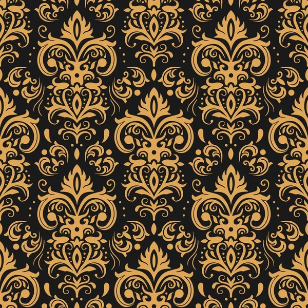 Goldene Damastmuster. Vintage-Ornamente und barocke Elemente als Dekoration. Elegantes Design für Tapeten — Stockvektor