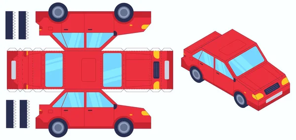 Bilpapper klippt leksak. Skapa leksaker själv, klippa och lim papper auto, barn hantverk spel. Rolig utbildning gåta, barn underhållning vektor set — Stock vektor