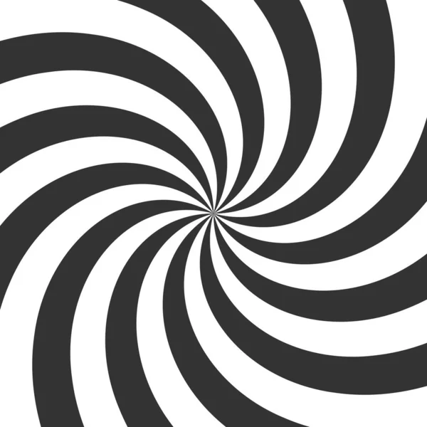 Psikedelik spiral. Latar belakang hipnotis hitam dan putih. Ilusi geometri dan putaran garis yang berputar - Stok Vektor