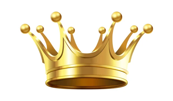 Coroa de ouro realista para membros da família real. Acessório para a cerimônia de coroação de luxo monarca. Diadema realista —  Vetores de Stock