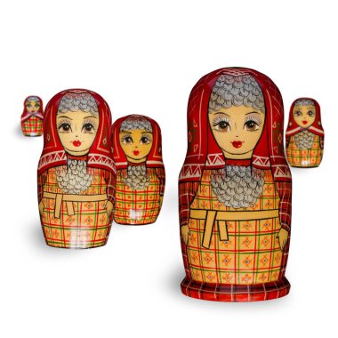 Matryoshka. Beş kırmızı bebek.