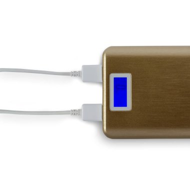 Cep telefonu için güç banka. Beyaz arka plan