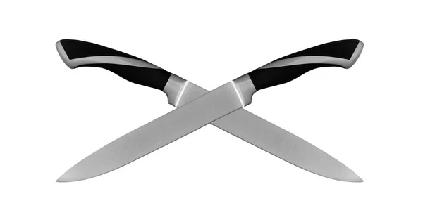 Большой Кухонный Нож Крупным Планом Белый Фон — стоковое фото