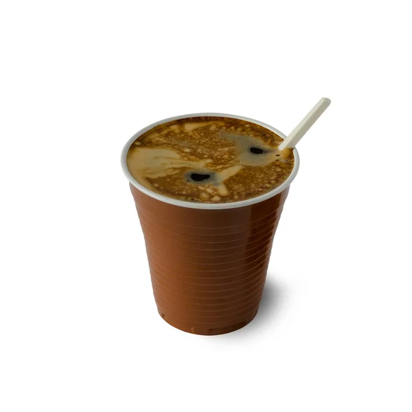 Café Una Taza Plástico Cerca — Foto de Stock