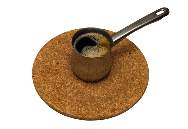 Turkish Coffee Pot Stand Cork Isolated White — Stock Photo, Image