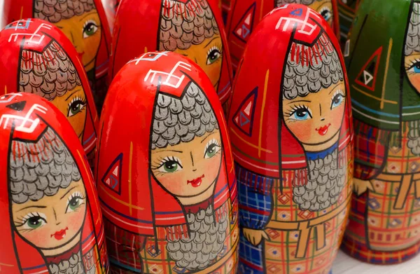 Matrjoschka Viele Puppen Nationaltracht Nahaufnahme — Stockfoto