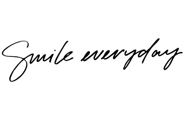 Smile Everyday Handwritten Text Modern Calligraphy Inspirational Quote Isolated White — Stock Photo, Image