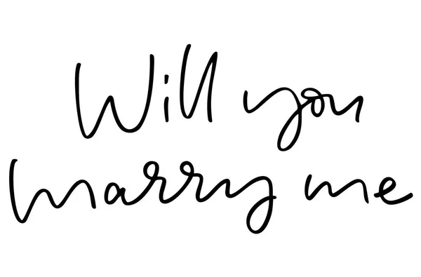 結婚してくれませんか 手書きのテキスト 現代書道 心に強く訴える引用です 白で隔離 — ストック写真