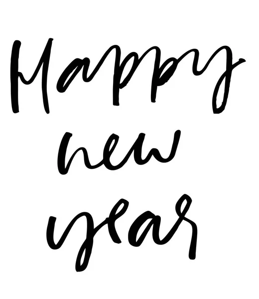 Feliz Ano Novo Texto Escrito Mão Caligrafia Moderna Isolado Branco — Fotografia de Stock