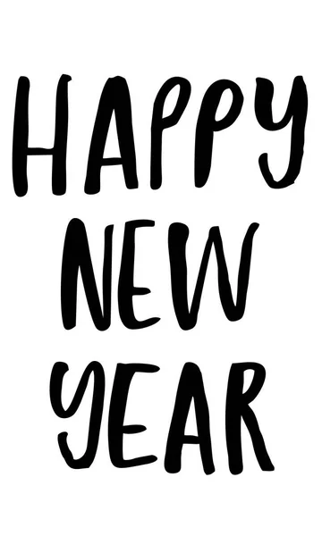 Feliz Ano Novo Texto Escrito Mão Caligrafia Moderna Isolado Branco — Fotografia de Stock