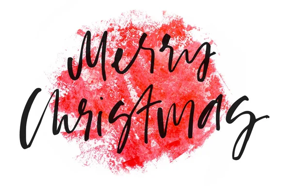 Buon Natale Ciao Testo Scritto Mano Calligrafia Moderna Acquerello Rosso — Foto Stock
